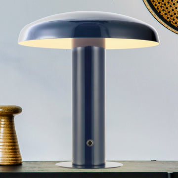 Suillius 11" Contemporary Bohemian Rechargeable/Cordless Iron Integrated LED Mushroom Table Lamp